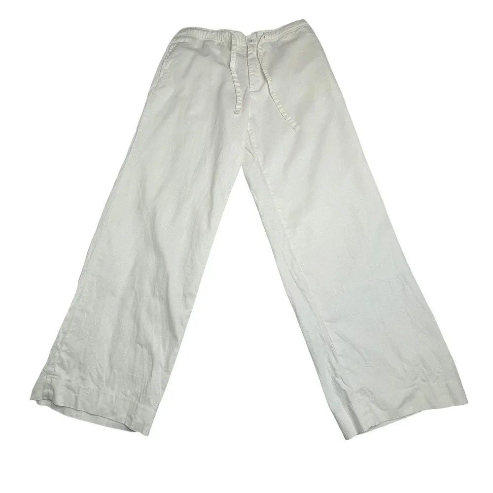 Axcess Liz Claiborne White Linen Blend Wide Leg Drawstring Pants Mens XL